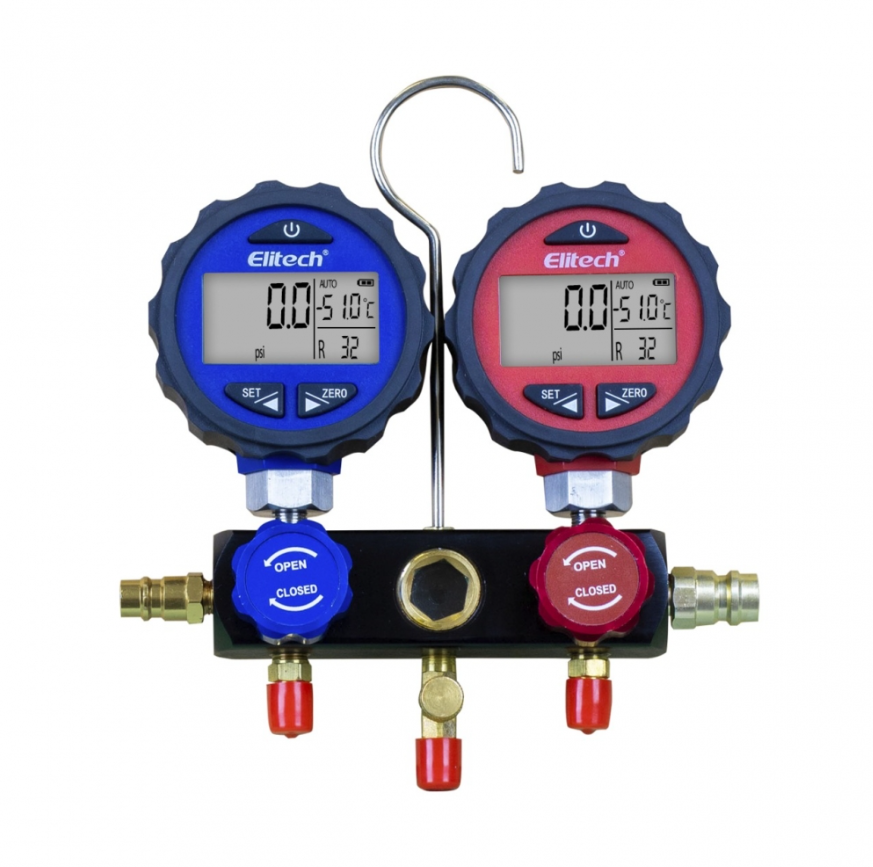 Elitech Dmg-3 - Juego De 2 Manómetros De Ca - R134a R410a Y R22