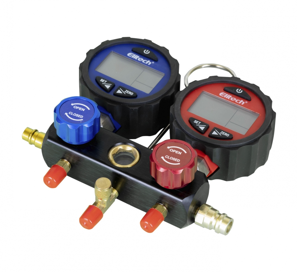 Elitech Dmg-3 - Juego De 2 Manómetros De Ca - R134a R410a Y R22